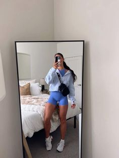 Casual Gym Outfit Style, Lazy Cute Summer Outfits, Casual Outdoor Outfit Summer, Casual Outfits Athleisure, Cute Gym Outfits Summer, Cute Work Out Outfits, Gym Summer Outfits, Leisure Outfits Women, Cute Fall Outfits With Shorts