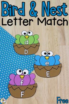 the letter f is for bird and nest matching game