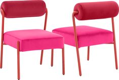 Dining just became a whole lot more exciting with the funky and bold Polvorosa pink dining chair, set of 2. This unique chair is crafted from pine wood and wrapped in sumptuous velvet fabric, with iron legs in contrasting color to add a sense of abstraction. Customer assembly is required. Pink Kitchen Chairs, Pink Dining Room Chairs, Pink Dining Chair, Pink Dining Room, Pink Dining Rooms, Pink Dining Chairs, Cute Home Ideas, Dining Room Inspo, Fabric Dining Chair