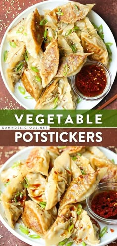 VEGETABLE POTSTICKERS, game day, football Vegetable Potstickers, Vegetarian Dumplings, Veggie Dumplings, Egg Mushroom, Potstickers Recipe, Vegetarian Asian, Resep Diet, Water Chestnuts