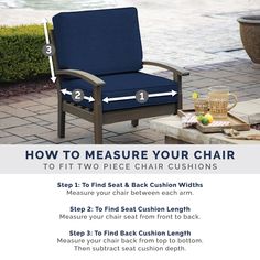 the instructions for how to measure your chair with two pieces of cushion on each side