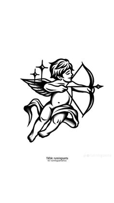 an angel with bow and arrow tattoo design