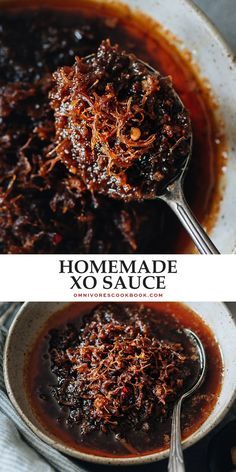 homemade xo sauce in a bowl with spoon