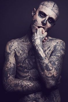 Rick Genest Zombie Tattoos, Camouflage Makeup, Body Tattoo Design, Tattoo Trend, Tattoos Skull