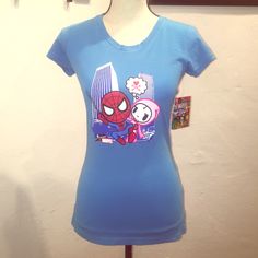 Adorable Light Blue Marvel Tokidoki Spiderman T-Shirt. Never Worn. Tags Are Still Attached. Comics. Blue Marvel, Spiderman T Shirt, Emo Scene, Blue T Shirt, Blue T, Blue Tshirt, Spiderman, Color Blue, Light Blue