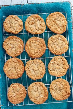 freshly baked cookies on a cooling rack ready to be eaten for breakfast or desserts