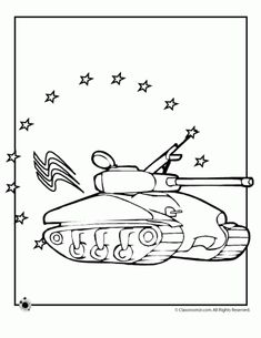 a coloring page with an image of a tank in the sky and stars around it