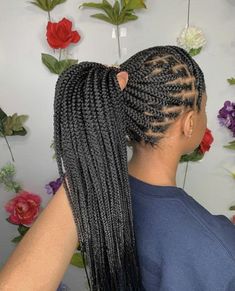 Knotless Braids Hairstyles, Medium Knotless, Knotless Box Braids, Black Ponytail Hairstyles, Long Box Braids, Box Braids Styling