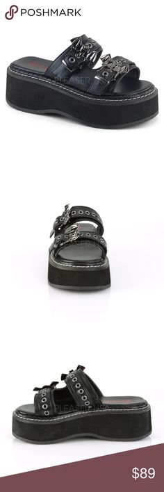 I just added this listing on Poshmark: Gothic Shoes Platform Bat Buckles Slide Sandal. #shopmycloset #poshmark #fashion #shopping #style #forsale #Shoes Synthetic Low Heel Platform Sandals, Gothic Black Platform Boots With Buckle Closure, Goth Platform Sandals, Black Leather Punk Sandals, Goth Vampire, Cheap Black T-strap Sandals With Buckle Closure, Black T-strap Sandals With Buckle Closure, Goth Boots, Gothic Shoes