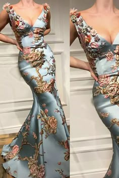 Collar Embroidery, Fishtail Maxi Dress, Baddie Outfit, Chique Outfits, Maxi Dress Long, Fishtail Dress, Embroidery Floral, فستان سهرة, Beauty Dress