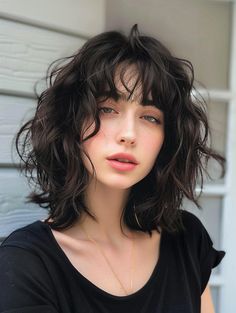 Chic Medium Haircuts with Bangs: Trendy Styles for Every Hair Type Medium Hair Middle Part, Messy Hair Bangs, Messy Hair With Bangs, Medium Shag With Bangs, Choppy Bob Hairstyles With Bangs, Medium Length Hairstyle, Brown Hair Inspiration