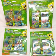 three spongebob action figures are in the packaging for each character's toy