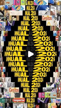 a collage of images with the words annual and numbers in yellow, black and white