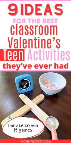 a wooden cross and measuring tape with the words 9 ideas for the best classroom valentine's teen activities they've ever had