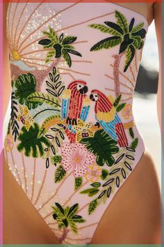 Runway Rundown: Top Trends Spotted at Fashion Week Luxury One Piece Swimsuit, Bathing Suit With Shorts Outfit, Beach Vacation Outfit Inspiration, Swim Party Outfits, Oceanus Swimwear, Beaded Swimsuit, Pool Fits, Embellished Swimwear, Unique Bathing Suits