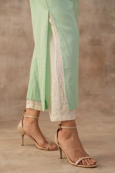 Buy Green Linen Embroidered Thread Floral And Bird Motif Tunic & Pant Set For Women by VARUN CHHABRA Online at Aza Fashions. Dori Work, Motif Embroidery, Coord Sets, Kurti Patterns, Green Tunic, Embroidered Pants, Bird Motif, Tunic Pattern, Embroidered Tunic