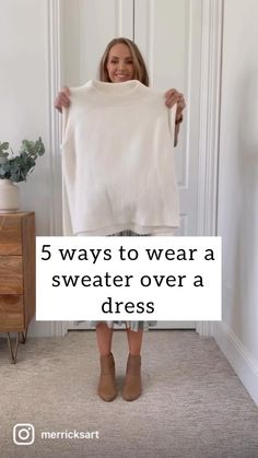 5 ways to wear a sweater over a dress: 1️⃣ front tuck with a hair tie 2️⃣ back tuck with a hair tie 3�️⃣ belt and fold the sweater… | Instagram Sweater Over Dress, Hiking Hairstyles, Pullovers Outfit, Mode Tips, Hiking Outfit Women, Sweater Dress Outfit, Hiking Aesthetic, Winter Dress Outfits, Summer Dresses For Wedding Guest