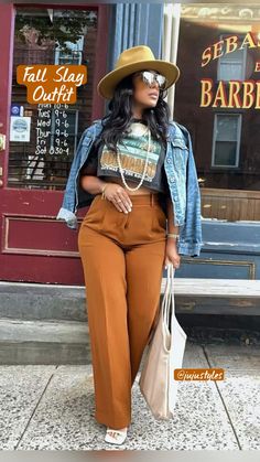 Fedora Hat Outfit, Outfit Jean, Gigi Pip, Hat Outfit, Look Plus Size, Orange Pumpkin, Looks Black