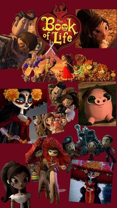 the book of life movie poster with many different characters and their names on it's side