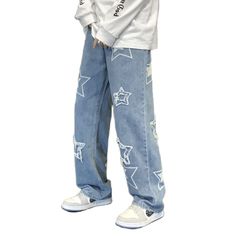 PRICES MAY VARY. Material: Mens baggy jeans y2k Pants are made of 95% polyester, 5% spandex,kin-friendly and breathable, comfortable to wear. Design: Harajuku hip hop jeans,straight wide leg vintage pants trousers,baggy jeans for men women, loose fit, star print jeans, classic pockets, button zip closure, crisscross, embroidered, Y2K Harajuku style,Low waisted jeans for men y2k. Fashion Style Is Suitable For You. Match:Y2k baggy pants, gothic denim pants, harajuku loose fit pants, graphic jeans Y2k Jeans Men, Estilo Harajuku, Graphic Pant, Hip Hop Pants, Hip Hop Jeans, Denim Pants Mens, Streetwear Jeans, Style Hip Hop, Jeans Y2k