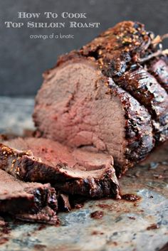 a close up of sliced meat on a plate with the title how to cook top shiloh roast