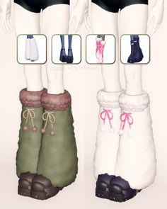 shoes & legwarmer combo, no vip needed!  colours ------ beige: #a28d82 brown: #69594e green: #5c5f4f pink: #7f6866