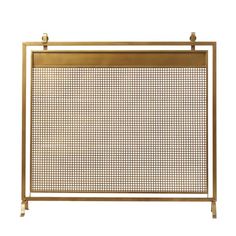 a gold metal frame with grids on the top and bottom, against a white background