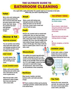 the ultimate guide to bathroom cleaning info sheet for kids and adults with instructions on how to use