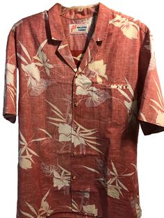 Malihini Vintage Men’s XL Red Floral Short Sleeve Button Down Hawaiian Shirt Red Collared Hawaiian Top, Red Collared Camp Shirt For Vacation, Casual Red Collared Hawaiian Shirt, Red Casual Collared Hawaiian Shirt, Retro Red Shirt For Vacation, Retro Red Vacation Shirt, Red Button-up Hawaiian Shirt For Beach, Red Hawaiian Button-up Shirt For Vacation, Red Camp Shirt With Button Closure And Short Sleeve