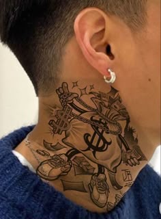 a woman with a tattoo on her neck