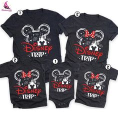 PLEASE REFER TO THE SIZE CHARTS OF MEASUREMENTS BEFORE ORDERING YOUR SIZE. I can only fully refund or welcome exchanges if I send the wrong sizes, wrong shirt type, products of wrong designs or under qualified prints. PRODUCTS' DETAILS - Infant Baby Bodysuit: 100% cotton - Toddler Fine Jersey Tee: 100% cotton fine jersey - Youth Unisex Jersey Bella Canvas Tee: 100% cotton - Unisex Tshirt: 100% cotton, 90/10 cotton/poly for Sport Grey Fabrication may be different for certain colors CARE INSTRUCTI Family Matching Cotton T-shirts For Disney Trips, Family Matching Cotton T-shirt For Vacations, Family Matching Graphic T-shirt For Disney Trips, Black Family Matching T-shirt For Disney Trips, Family Matching Graphic Print Tops For Disney Fan Events, Family Matching Black Tops For Disney Trips, Cute Short Sleeve Shirt For Disney Trips, Casual Black Shirt For Disney Trips, Themed Cotton Shirt With Mickey Mouse