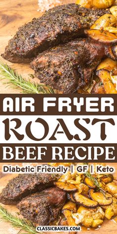 air fryer roast beef recipe on a cutting board