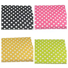 four different colors of polka dot fabric