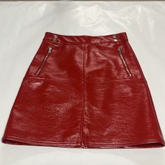 Nwot Topshop Vegan Red Patent Leather Skirt Super Cute Style With High Boots Or Your Favorite Tee! Front Zippered Pockets Zippered Back 21” L 33” Waistband Patent Leather Skirt, Cute Style, Cherry Red, High Boots, Front Zipper, Patent Leather, Leather Skirt, Topshop, Womens Skirt