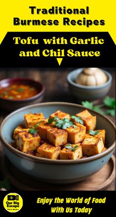 tofu with garlic and chili sauce in a bowl