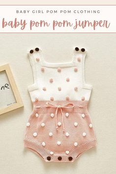 Brighten up your baby girl's summer with our adorable pom pom jumper! This romper not only looks delightful but is also perfect for warmer weather. A cheerful choice for summer fun and boho baby vibes. #SummerVibes #KnittedClothing Pom Pom Outfit, Girls Summer Outfits, Summer Clothing, Boho Baby, Summer Fun, Cotton Material, Onesies, Baby Clothes