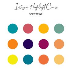 six different colored circles with the words, houston highlight covers spicy wine