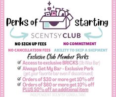 a poster with the words perks of starting and no sign up fees on it