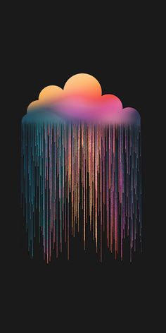 an image of rain coming out of the clouds with rainbow colors on it and dripping from them