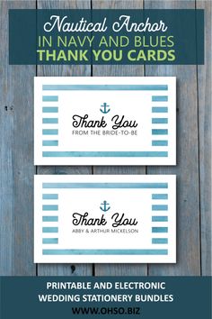 two thank cards with an anchor on them