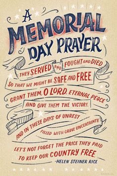 a memorial day prayer poster is shown