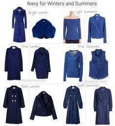 Navy Blue for Your Colouring - 12 Blueprints Flight Attendant School, Deep Winter Palette Outfits, Soft Summer Fashion, 12 Blueprints, Cool Summer Palette, Soft Summer Palette