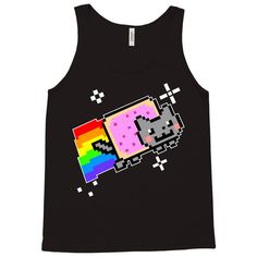 nyan cat. Unisex Tank Top. The softest, smoothest, best looking unisex tank. Tanks are printed with cool, funny, unique and high quality art from our artist. more colors and more style available with this design.. Doctor Whooves, Cool Minecraft Houses, Cat Tanks, Nyan Cat, Minecraft Pixel Art, Minecraft Crafts, Top T Shirt, Rainbow Dash, Pusheen