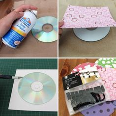 four different pictures with various things to make out of cd's and paper plates