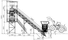 an image of a drawing of a concrete batcher and its measurements are shown in the diagram below