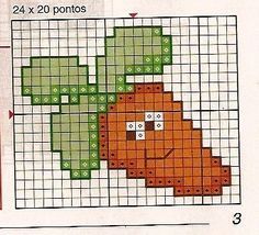 a cross stitch pattern with an orange and green flower on the bottom, in two rows