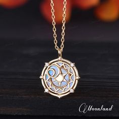 Moonstone Necklace Sun Moon Star Yellow Gold North Star Pendant Witch Jewelry Moon Goddess Esoteric Necklace Starseed Necklace Gift for Her - Etsy Celestial Necklace With Star Charm, Celestial Star Charm Necklace, Celestial Round Necklace With Star Charm, Celestial Moon Charm Crystal Necklace, Celestial Crystal Necklace With Moon Charm, Celestial Moon Phase Crystal Necklaces, Celestial Moon-shaped Crystal Necklaces For Jewelry Making, North Star Pendant, Necklace Sun