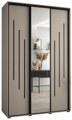 an image of a closet with mirrored doors