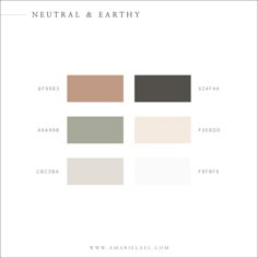 the neutral and earthy palette is shown in different colors, including black, white, gray