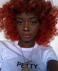 Armanda (Glowprincesss) Red Hair On Dark Skin, Orange Red Hair, Orange Hair Dye, Hair Color For Dark Skin, Shades Of Red Hair